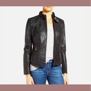 NEW Bernardo [ SZ Medium ] Black 100% Genuine Leather Jacket #Q410‎